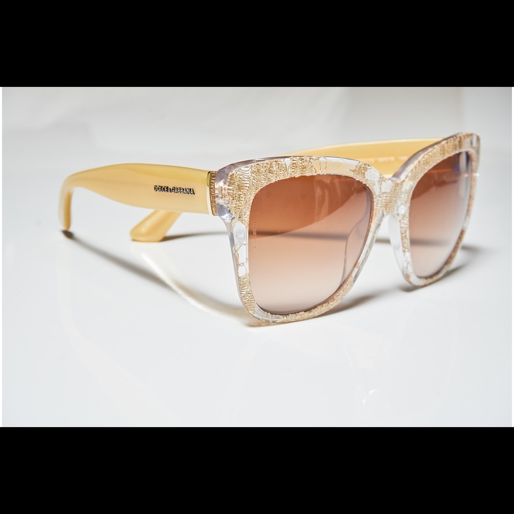 NWOT Dolce & Gabbana Sunglasses Gold Lace Cateye